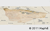 Satellite Panoramic Map of Hami, shaded relief outside