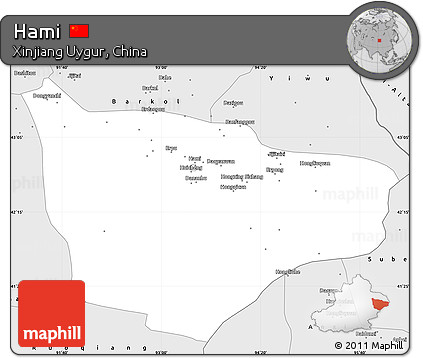 Silver Style Simple Map of Hami
