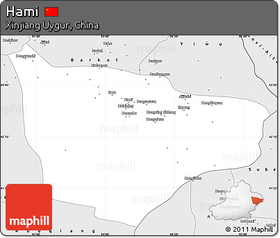 Silver Style Simple Map of Hami