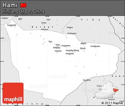 Silver Style Simple Map of Hami