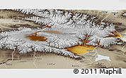 Physical 3D Map of Hejing, semi-desaturated