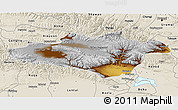 Physical 3D Map of Hejing, shaded relief outside