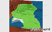 Political 3D Map of Hoxud, darken