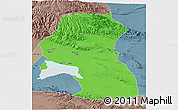 Political 3D Map of Hoxud, semi-desaturated