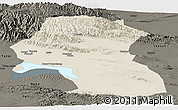Shaded Relief Panoramic Map of Hoxud, darken