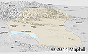 Shaded Relief Panoramic Map of Hoxud, desaturated