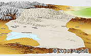 Shaded Relief Panoramic Map of Hoxud, physical outside