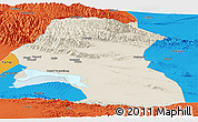 Shaded Relief Panoramic Map of Hoxud, political outside