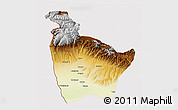 Physical 3D Map of Huocheng, cropped outside