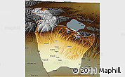 Physical 3D Map of Huocheng, darken