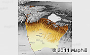 Physical 3D Map of Huocheng, desaturated