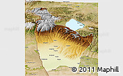 Physical 3D Map of Huocheng, satellite outside