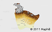 Physical 3D Map of Huocheng, single color outside