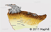 Physical Panoramic Map of Huocheng, cropped outside