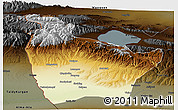 Physical Panoramic Map of Huocheng, darken