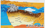 Physical Panoramic Map of Huocheng, political outside
