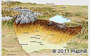 Physical Panoramic Map of Huocheng, satellite outside