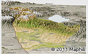 Satellite Panoramic Map of Huocheng, semi-desaturated