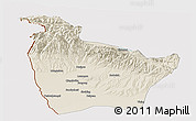 Shaded Relief Panoramic Map of Huocheng, cropped outside