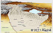 Shaded Relief Panoramic Map of Huocheng, physical outside