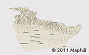 Shaded Relief Panoramic Map of Huocheng, single color outside