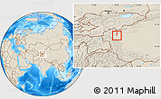 Shaded Relief Location Map of Kashi Shi