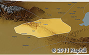 Physical 3D Map of Korla Shi, darken