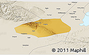 Physical 3D Map of Korla Shi, shaded relief outside