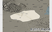 Shaded Relief Map of Korla Shi, darken