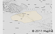 Shaded Relief Map of Korla Shi, desaturated