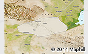 Shaded Relief Map of Korla Shi, satellite outside