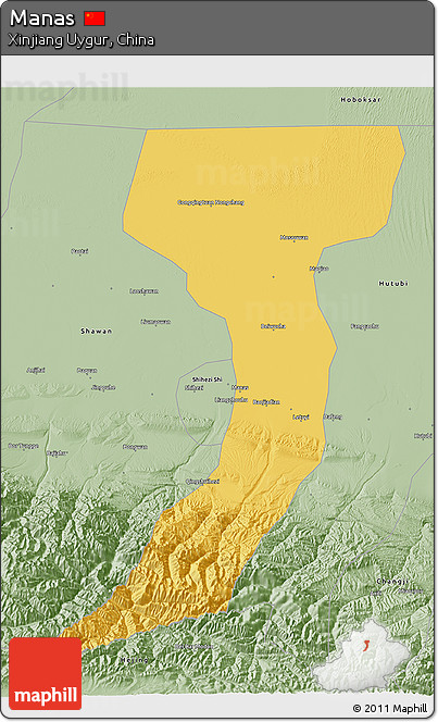 Savanna Style 3D Map of Manas