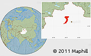 Savanna Style Location Map of Manas, highlighted parent region, hill shading