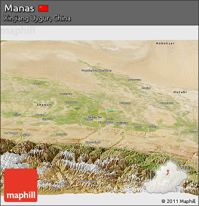 Satellite Panoramic Map of Manas