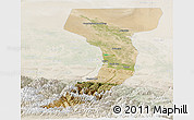 Satellite Panoramic Map of Manas, lighten