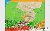 Satellite Panoramic Map of Manas, political outside