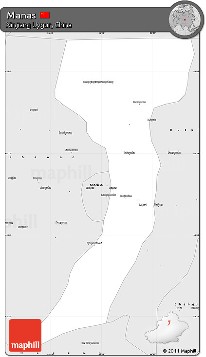 Silver Style Simple Map of Manas