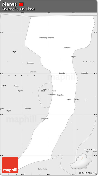 Silver Style Simple Map of Manas