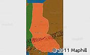 Political 3D Map of Minfeng, darken