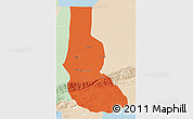 Political 3D Map of Minfeng, lighten