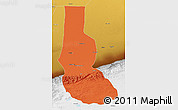 Political 3D Map of Minfeng, physical outside