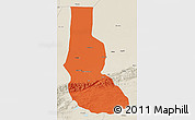 Political 3D Map of Minfeng, shaded relief outside