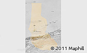 Satellite 3D Map of Minfeng, desaturated