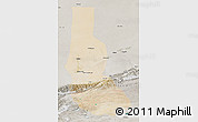 Satellite 3D Map of Minfeng, semi-desaturated
