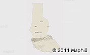 Shaded Relief 3D Map of Minfeng, single color outside