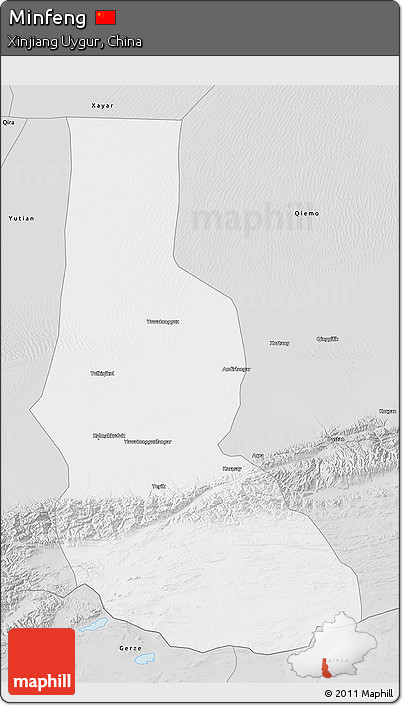 Silver Style 3D Map of Minfeng