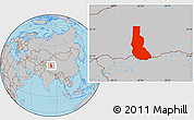 Gray Location Map of Minfeng