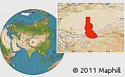 Satellite Location Map of Minfeng