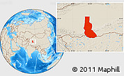 Shaded Relief Location Map of Minfeng