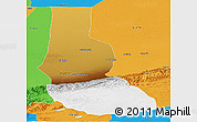 Physical Panoramic Map of Minfeng, political outside